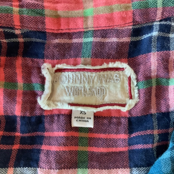 JOHNNY WAS WORKSHOP EMBROIDERED COTTON PLAID SHIRT XS - Picture 6 of 8
